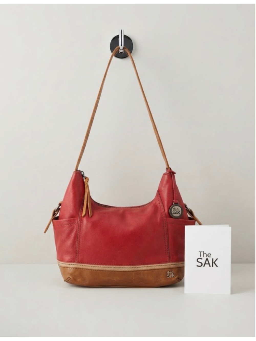 The Sak Leather Hobo Bag Red and Brown